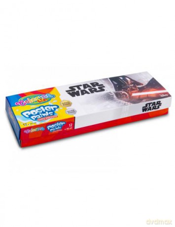 Farby plakatowe 12 kolorów 20 ml Colorino Kids Star Wars