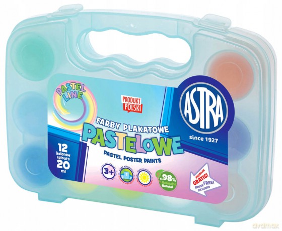 Farby plakatowe 12/20 ml - walizka pastel