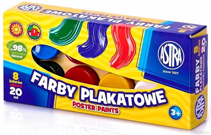 Farby plakatowe 12/20 ml - walizka pastel