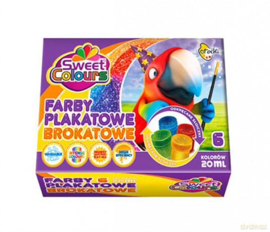 Farby plakatowe 6kol 20 ml brokatowe
