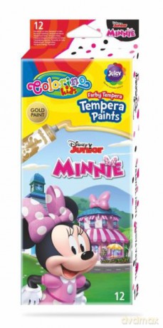 Farby tempera 12 kolorów w tubach 12 ml Minnie Mouse Colorino Kids 90676