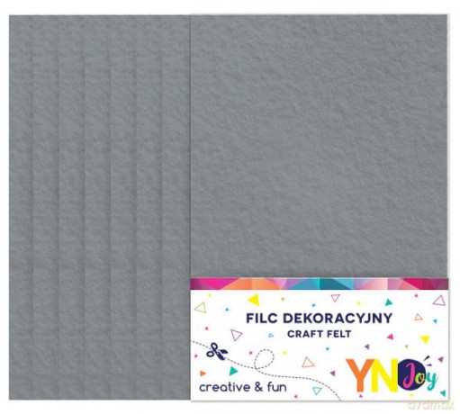 Filc dekoracyjny szary 8szt A4