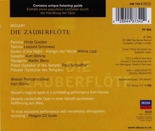 Double Decca Bohm,Gueden,Lipp: Mozart:Die Zauberflote [2CD]