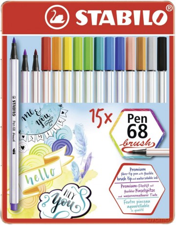 Flamaster STABILO Pen 68 brush etui metalowe 15 szt. 568/15-32