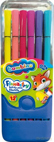 Flamastry 12 kolorów w pudełku plastikowym
