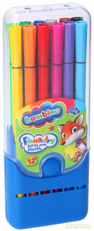 Flamastry 12 kolorów w pudełku plastikowym