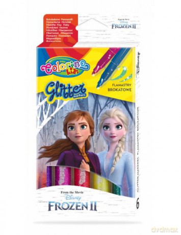 Flamastry 6 kolorów brokatowe Colorino Kids Frozen Kraina Lodu
