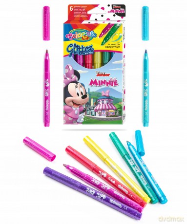 Flamastry 6 kolorów brokatowe Colorino Kids Minnie Myszka Minnie