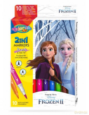 Flamastry dwustronne 10 kolorów Colorino Kids Frozen Kraina Lodu
