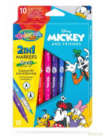 Flamastry dwustronne 10 kolorów Colorino Kids Mickey Myszka Miki