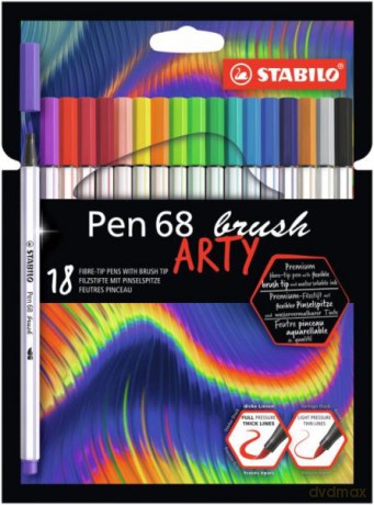 Flamastry STABILO Pen 68 brush etui kartonowe 18 szt. ARTY 568/18-21-20
