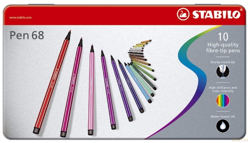 Flamastry STABILO Pen 68 metalowe etui 10 szt. 6810-6