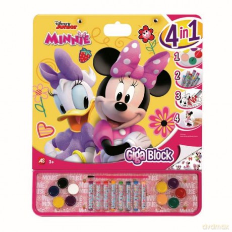 Giga Blok 4w1 Zestaw artystyczny Kolorowanka Minnie kredki farby