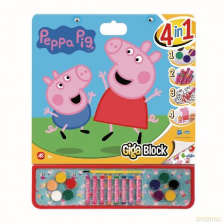 Giga Blok 4w1 Zestaw artystyczny Kolorowanka Peppa kredki farby