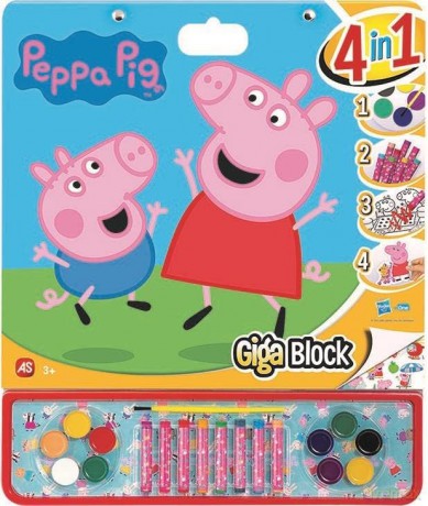 Giga Blok 4w1 Zestaw artystyczny Kolorowanka Peppa kredki farby