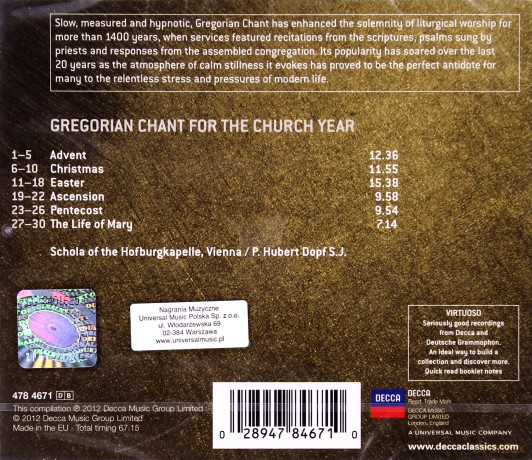 Gregorian Chant For The Church Year [CD]
