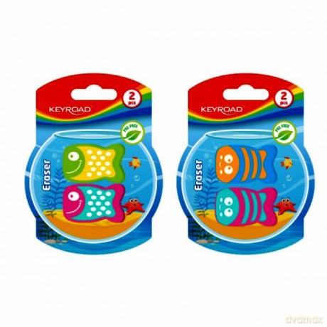 Gumka do ścierania 2szt blister KEYROAD Fun Fish mix