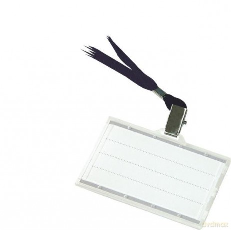 Identyfikator transparentny DONAU PP 92x58mm wkład 87x54mm z jedwabną czarna taśmą