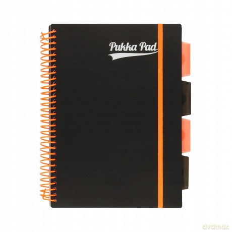 Kołozeszyt B5 kratka Pukka Project Book PP neon black, pomarańczowy