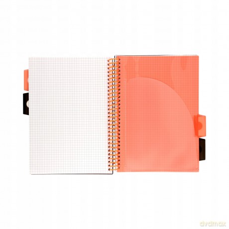 Kołozeszyt B5 kratka Pukka Project Book PP neon black, pomarańczowy