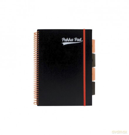 Kołozeszyt B5 kratka Pukka Project Book PP neon black, pomarańczowy