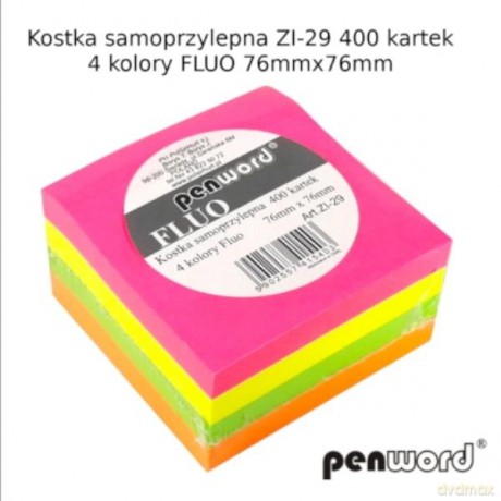 Kostka samoprzyl. Fluo 76mmx76mm ZI-29 400 kartek
