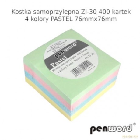 Kostka samoprzyl. pastel 76mmx76mm ZI-30 400 kartek