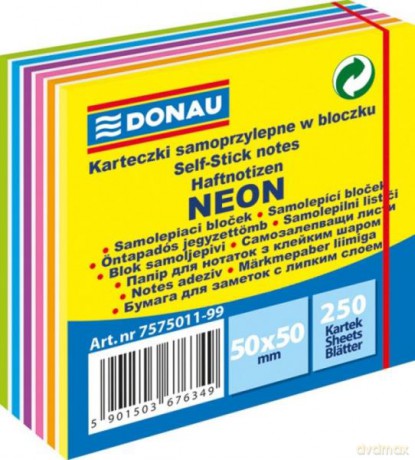 Kostka samoprzylepna DONAU 50x50mm 250 kart., 11-warstw neon/pastel