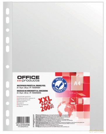 Koszulki na dokumenty A4 OFFICE PRODUCTS PP groszkowe transparentne 40mikronów op200szt.