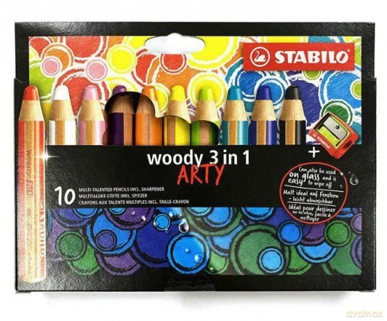 Kredka drewniana STABILO woody 3 w 1 etui 10 szt. z temperówką ARTY 880/10-1-20