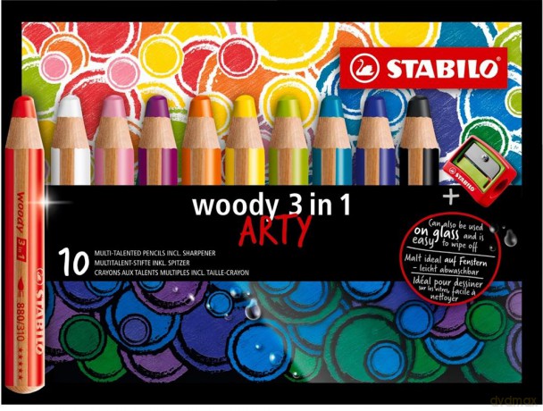 Kredka drewniana STABILO woody 3 w 1 etui 10 szt. z temperówką ARTY 880/10-1-20