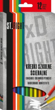 Kredki 12 kolorów ścieralne St.Right