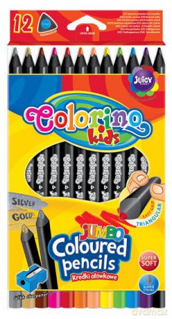 Kredki 12kol czarne drewno JUMBO COLORINO 55826