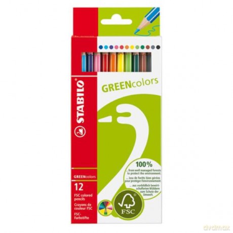 Kredki 12kol Stabilo Green colors 6019/2-121