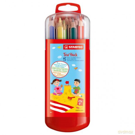 Kredki 15 sztuk grube Zebrui STABILO w etui 203 /display 10/