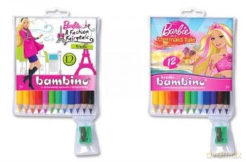 Kredki BAMBINO w drew. 12kol.+temp.Barbie