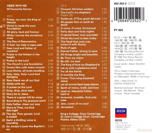 Double Decca King's College Choir: Abide With Me- 50 Favourite Hymns [2CD]