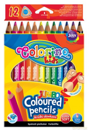 Kredki ołówkowe Jumbo trójkątne 12 kolorów Colorino kids 51859