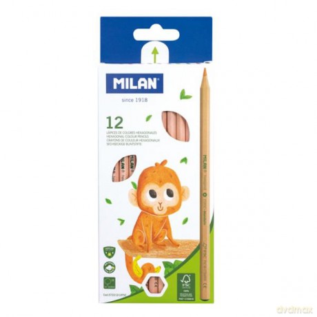 Kredki ołówkowe sześciokątne natural 12 kolorów 07221212FSC