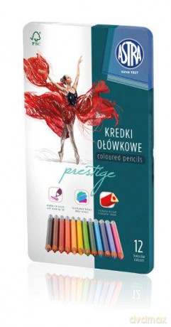 Kredki ołówkowe trójkątne 12 kolorów metalowe pudełko