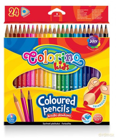 Kredki ołówkowe trójkątne 24 kol Colorino Kids new 51828