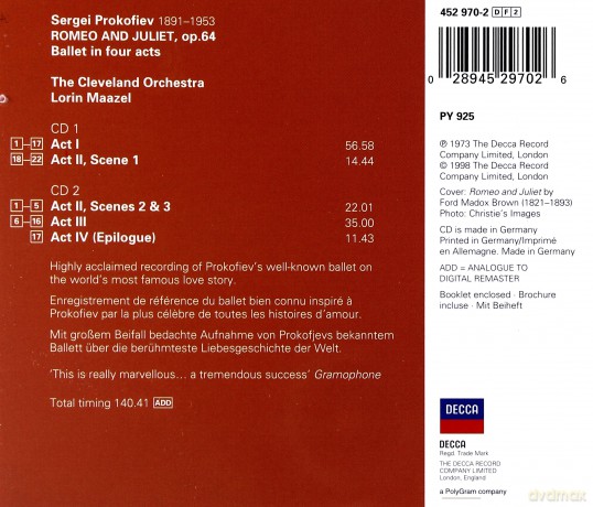 Double Decca Maazel/Cleveland Orchestra: Prokofiev\'romeo And Juliet\' [2CD]