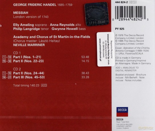 Neville Marriner: Handel: Messiah [2CD]