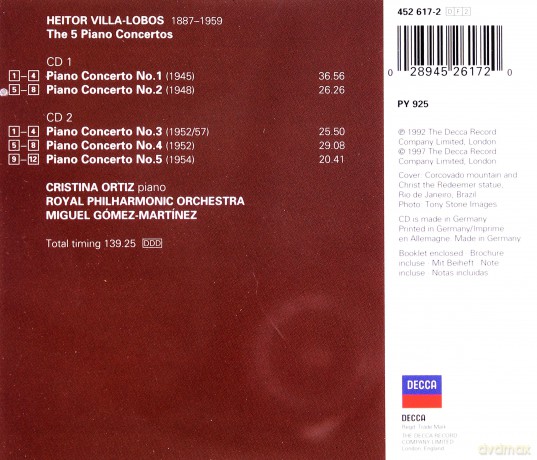 Double Decca Ortiz Cristina: Villa-Lobos Piano Concertos [2CD]