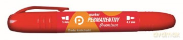 Marker dwustronny perm.czerwony okr/ść.