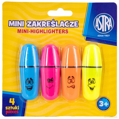 Mini zakreślacze 4 kolory blister