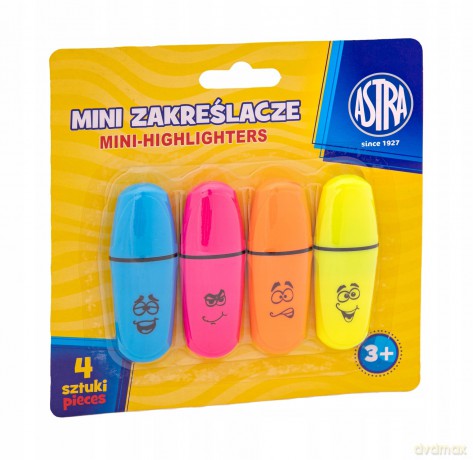 Mini zakreślacze 4 kolory blister