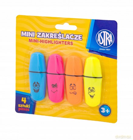 Mini zakreślacze 4 kolory blister