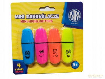 Mini zakreślacze 4 kolory blister