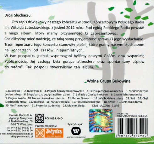 Wolna Grupa Bukowina: Live (digipack) [CD]